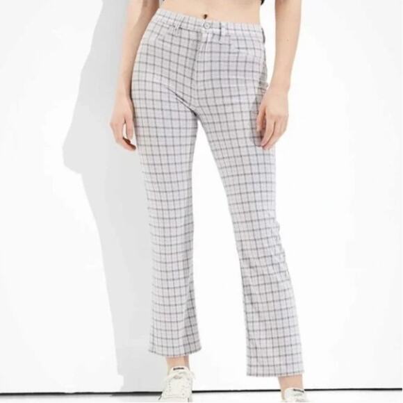 American Eagle Outfitters 18 Skinny Kick Crop Pants Stretch Houndstooth Plaid - Picture 1 of 11